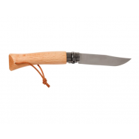 Нож OPINEL №7, нержавеющая сталь, рукоять из бука, с кожаным темляком
