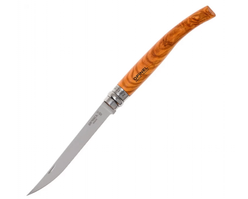 Нож филейный OPINEL №12, нержавеющая сталь, рукоять оливковое дерево